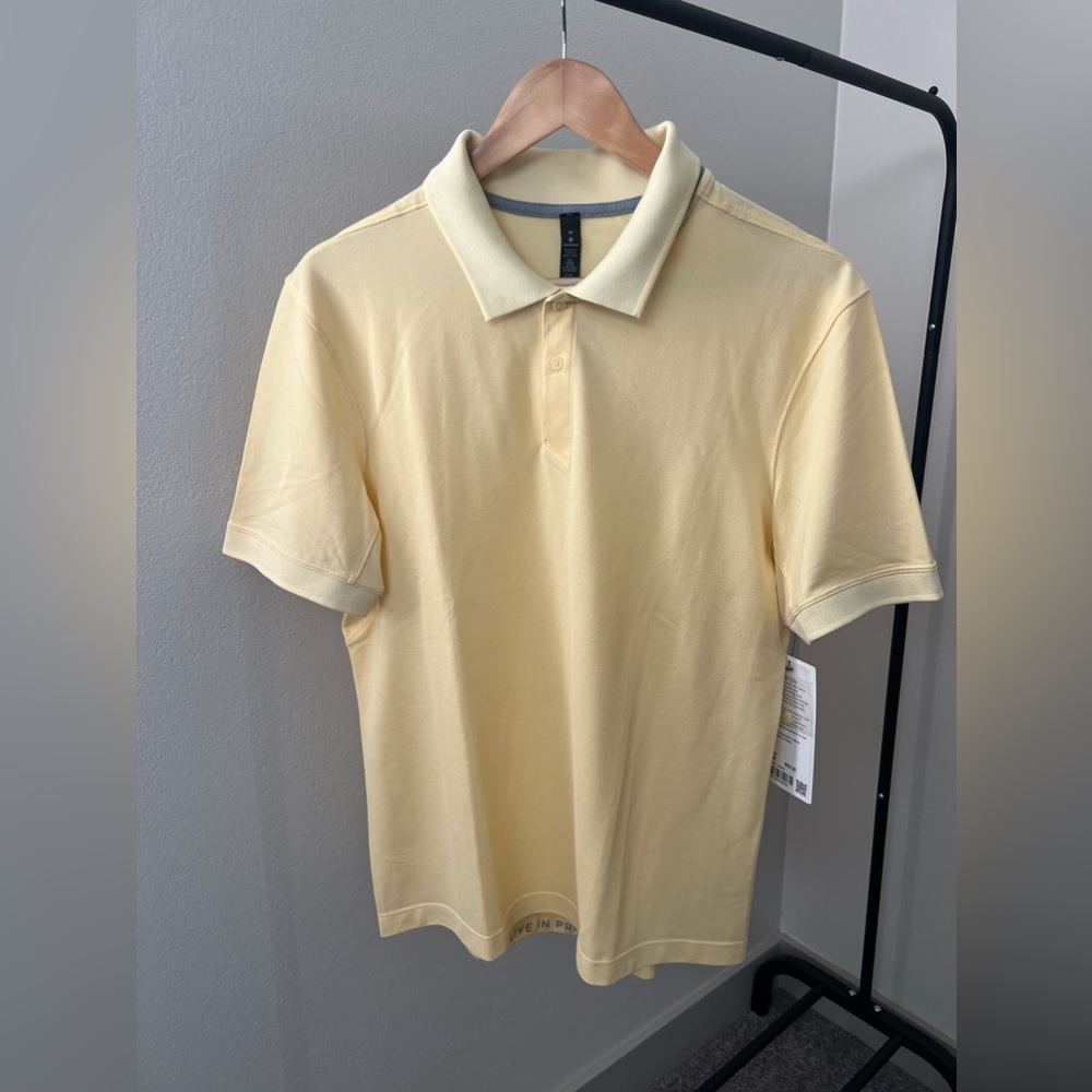Lululemon lemon yellow tech pique polo shirt size medium brand new